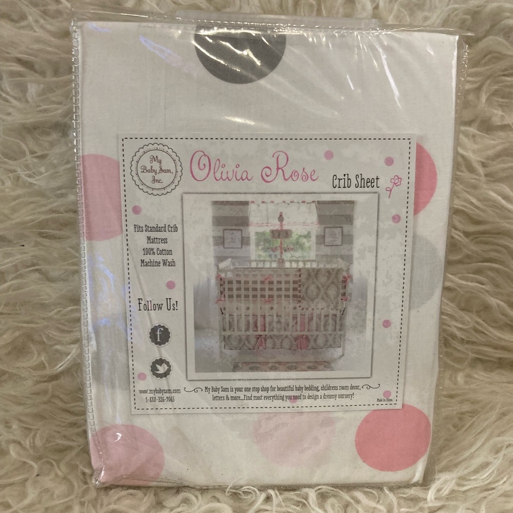 4-21 Olivia Rose Baby girls nursery crib sheet polka dot white NEW